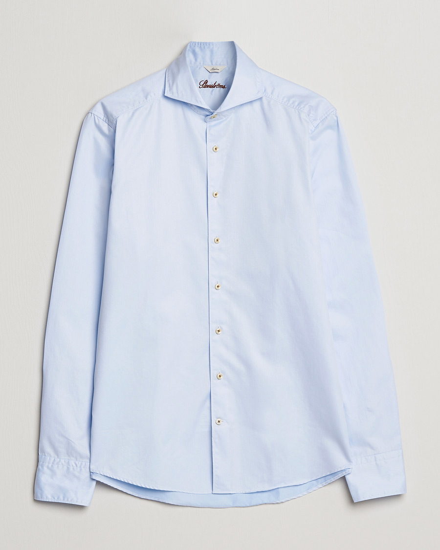 Homme | Chemises | Stenströms | Slimline Washed Cotton Shirt Light Blue