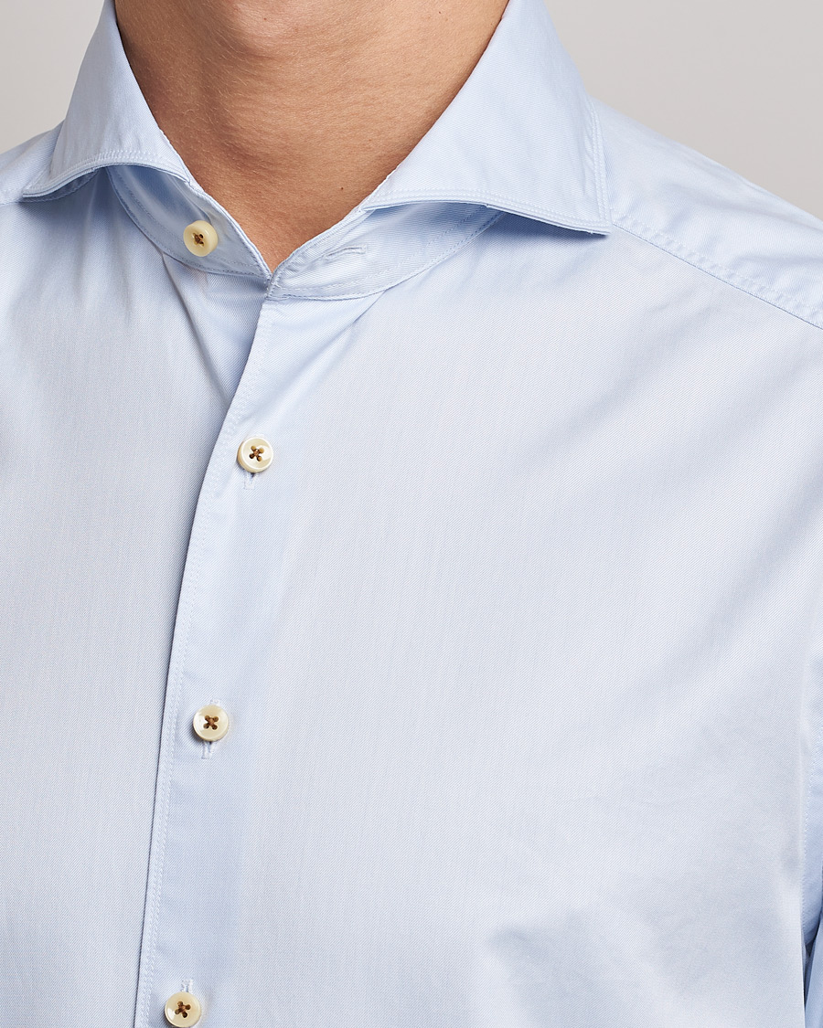 Homme | Chemises | Stenströms | Slimline Washed Cotton Shirt Light Blue