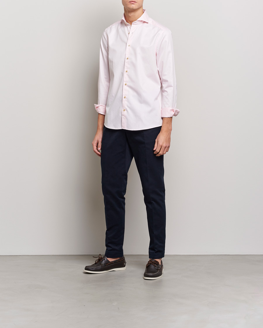 Homme | Chemises | Stenströms | Slimline Washed Cotton Shirt Pink