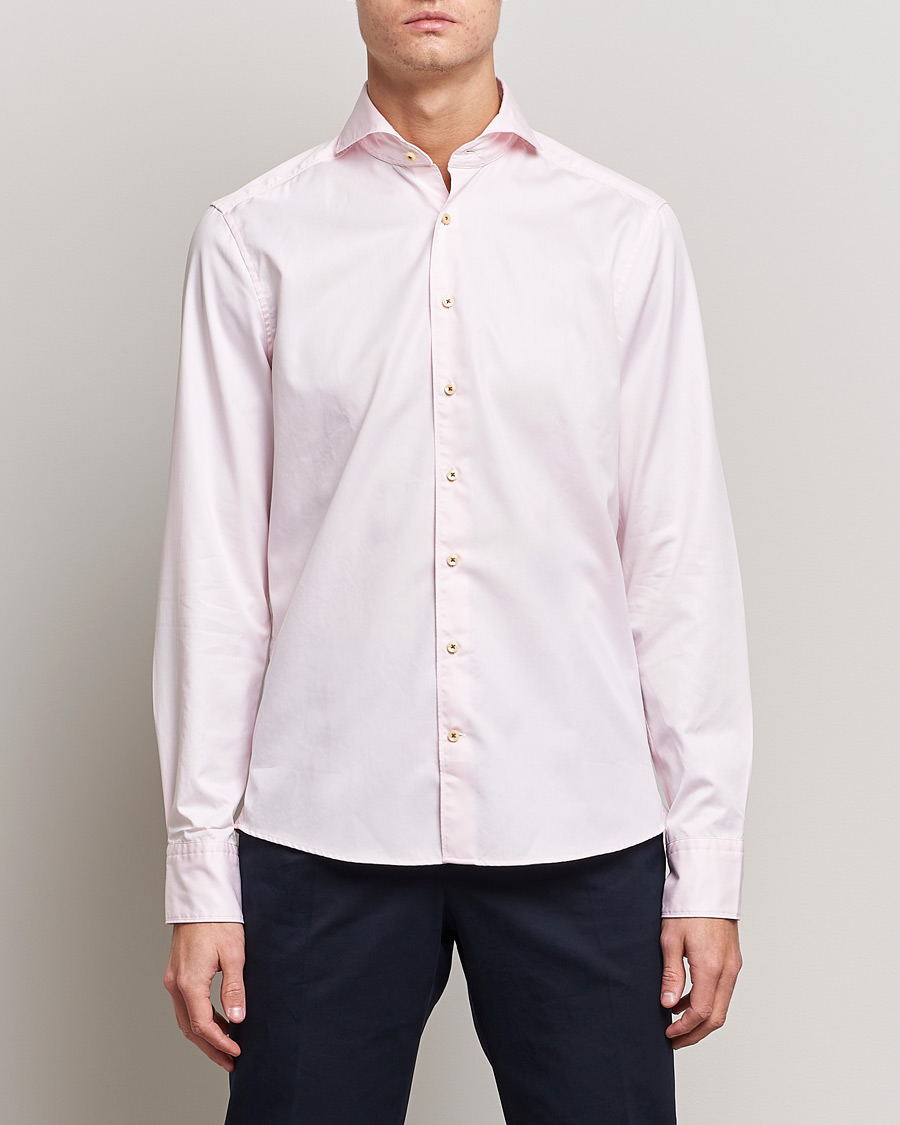 Homme | Chemises | Stenströms | Slimline Washed Cotton Shirt Pink