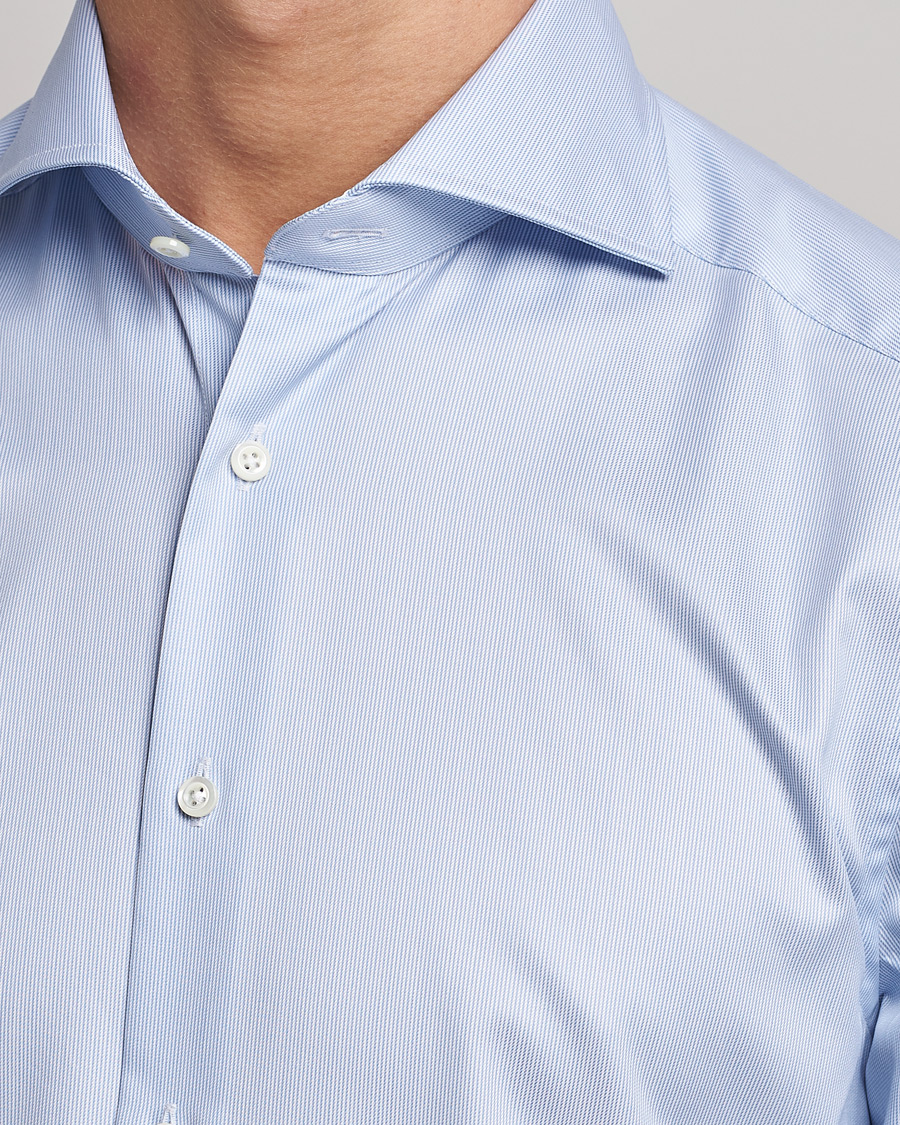 Homme | Chemises | Stenströms | Slimline Micro Stripe Cut Away Shirt Blue
