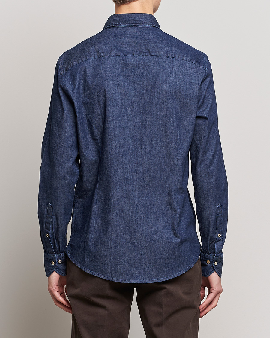 Homme | Chemises | Stenströms | Slimline Garment Washed Shirt Dark Denim