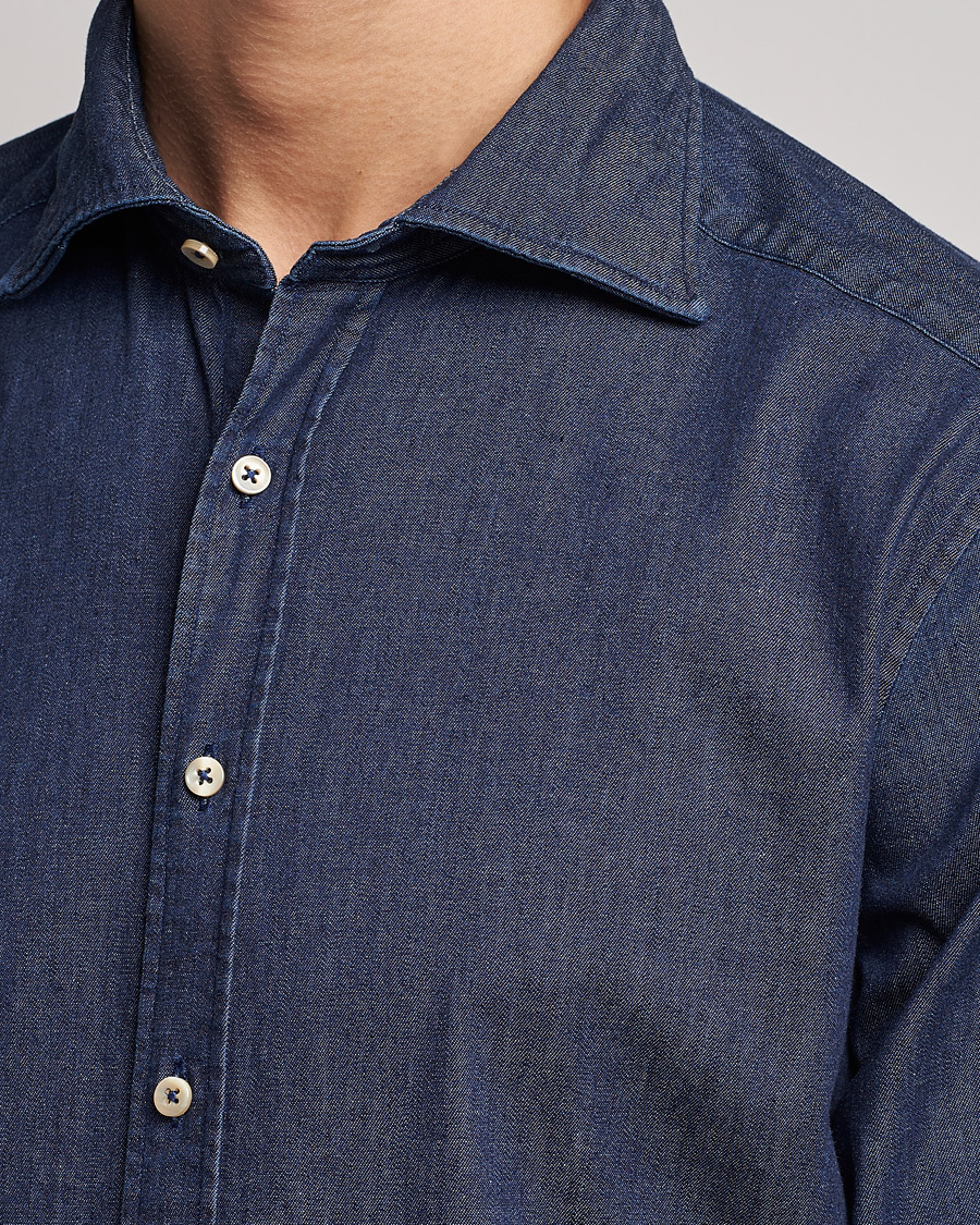 Homme | Chemises | Stenströms | Slimline Garment Washed Shirt Dark Denim