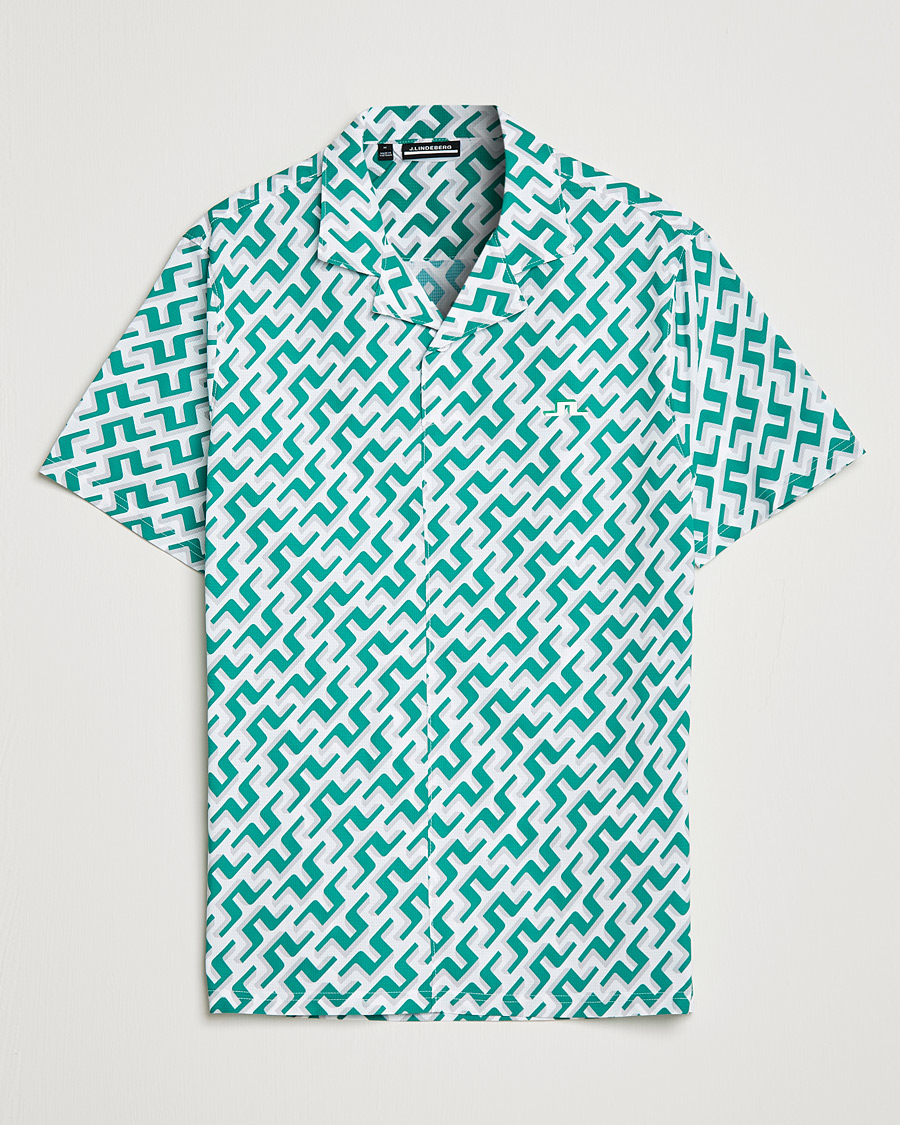 Homme | Chemises | J.Lindeberg | Resort Regular Fit Golf Shirt Green Bridge Monogram