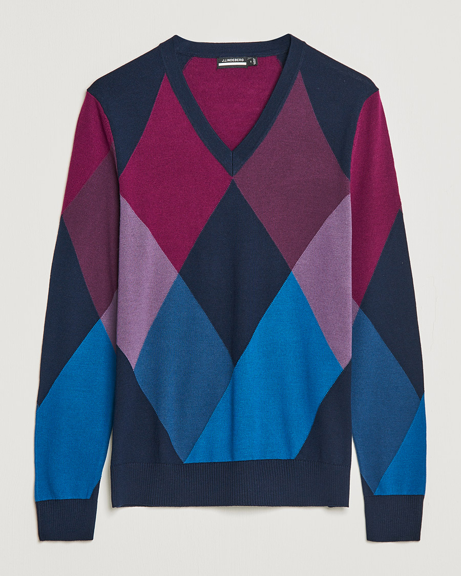 Homme | Pulls Et Tricots | J.Lindeberg | Active Argyle Golf Sweater Navy
