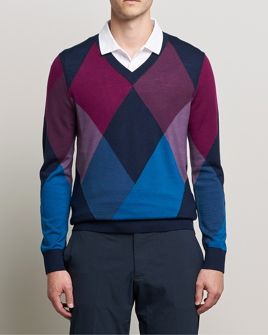 Homme | Pulls Et Tricots | J.Lindeberg | Active Argyle Golf Sweater Navy