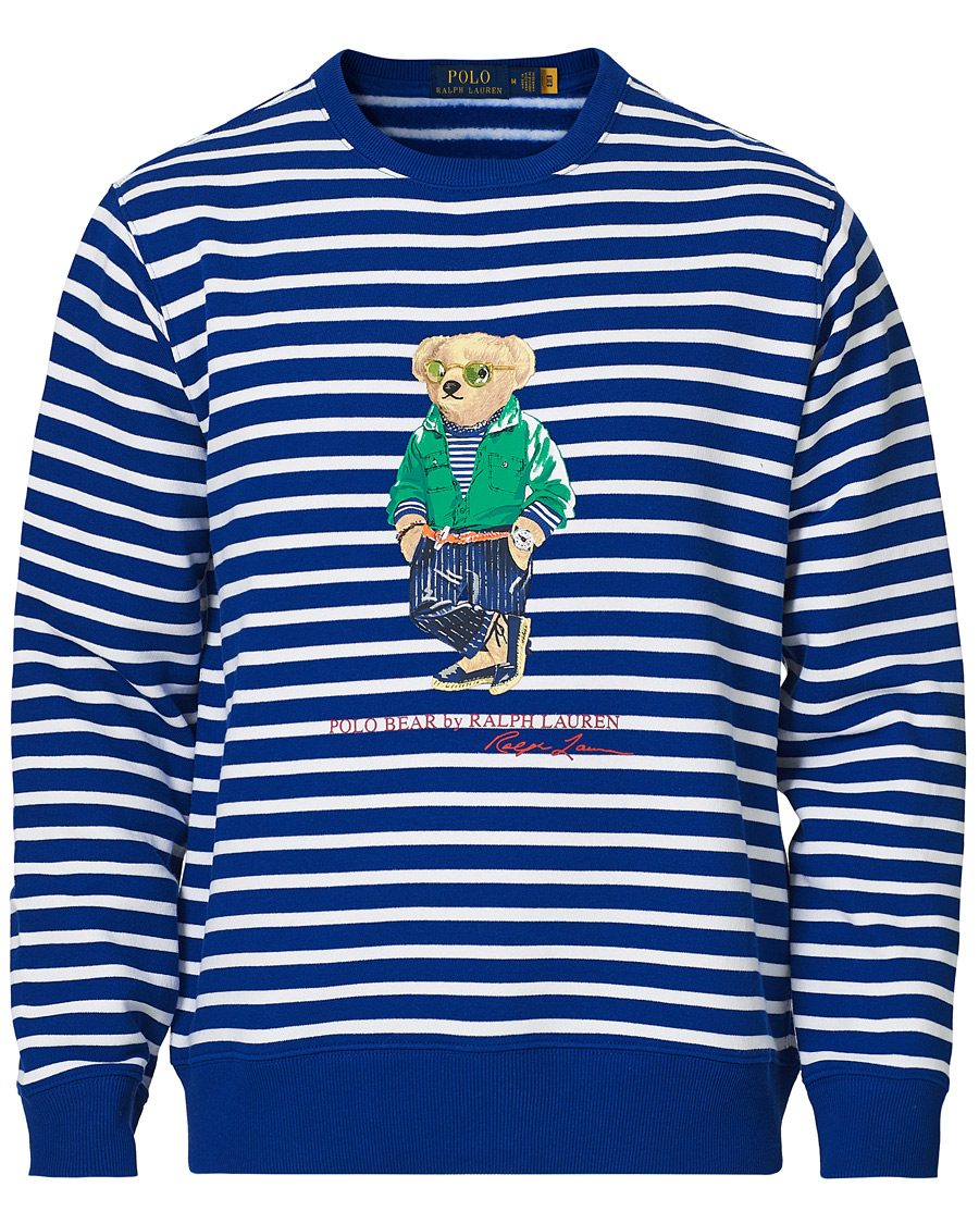 Homme | Pulls Et Tricots | Polo Ralph Lauren | Fleece Heritage Bear Striped Sweatshirt Blue/White