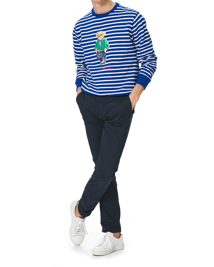 Homme | Pulls Et Tricots | Polo Ralph Lauren | Fleece Heritage Bear Striped Sweatshirt Blue/White