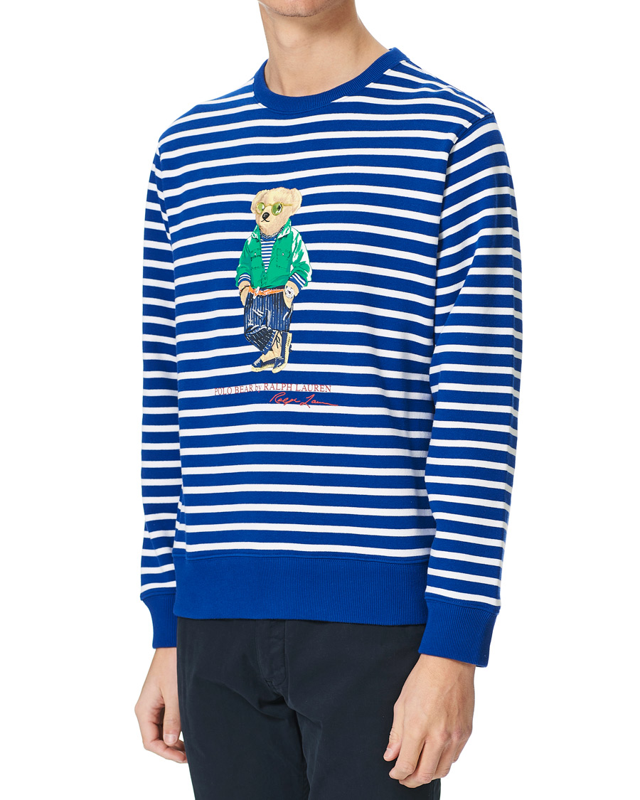 Homme | Pulls Et Tricots | Polo Ralph Lauren | Fleece Heritage Bear Striped Sweatshirt Blue/White