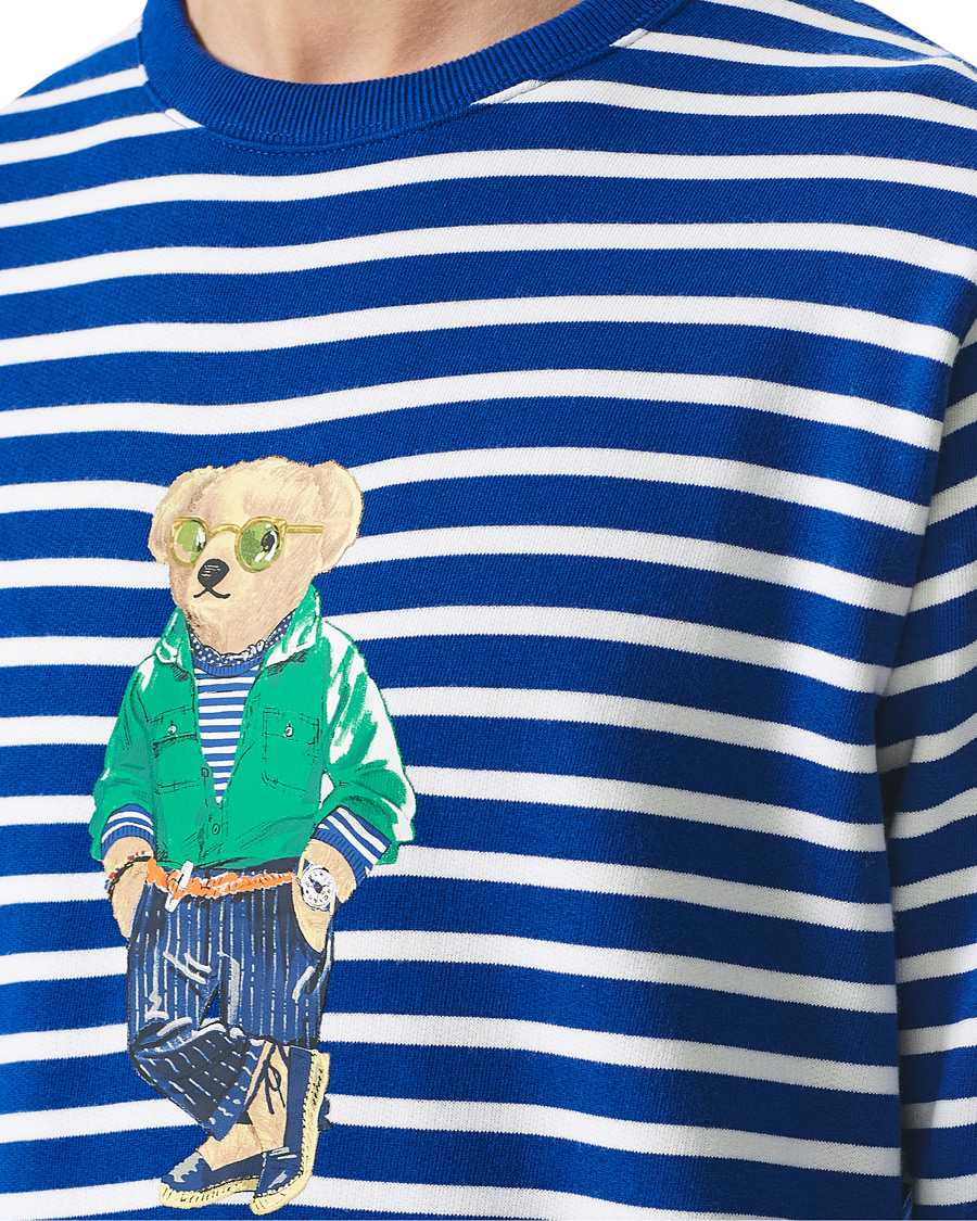 Homme | Pulls Et Tricots | Polo Ralph Lauren | Fleece Heritage Bear Striped Sweatshirt Blue/White
