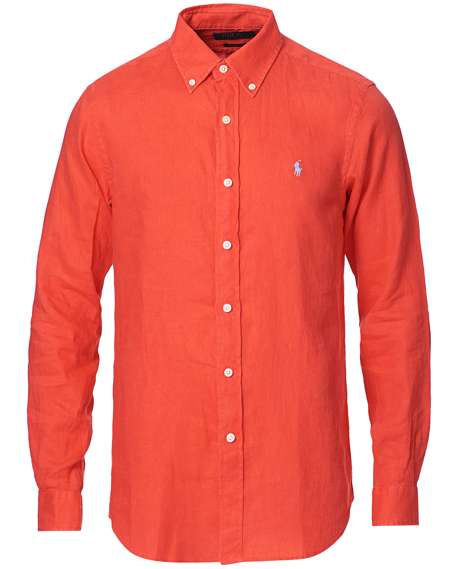 Homme | Chemises | Polo Ralph Lauren | Custom Fit Linen Button Down Shirt Racing Red