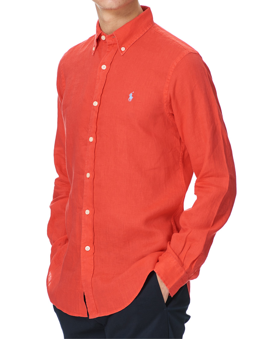 Homme | Chemises | Polo Ralph Lauren | Custom Fit Linen Button Down Shirt Racing Red