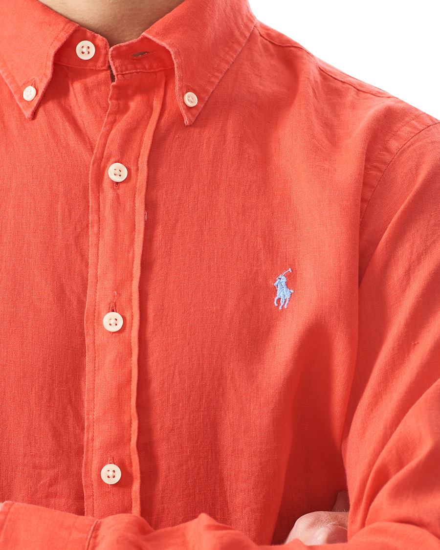Homme | Chemises | Polo Ralph Lauren | Custom Fit Linen Button Down Shirt Racing Red