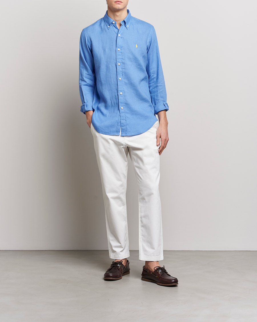 Heren | Overhemden | Polo Ralph Lauren | Custom Fit Linen Button Down Harbor Island Blue