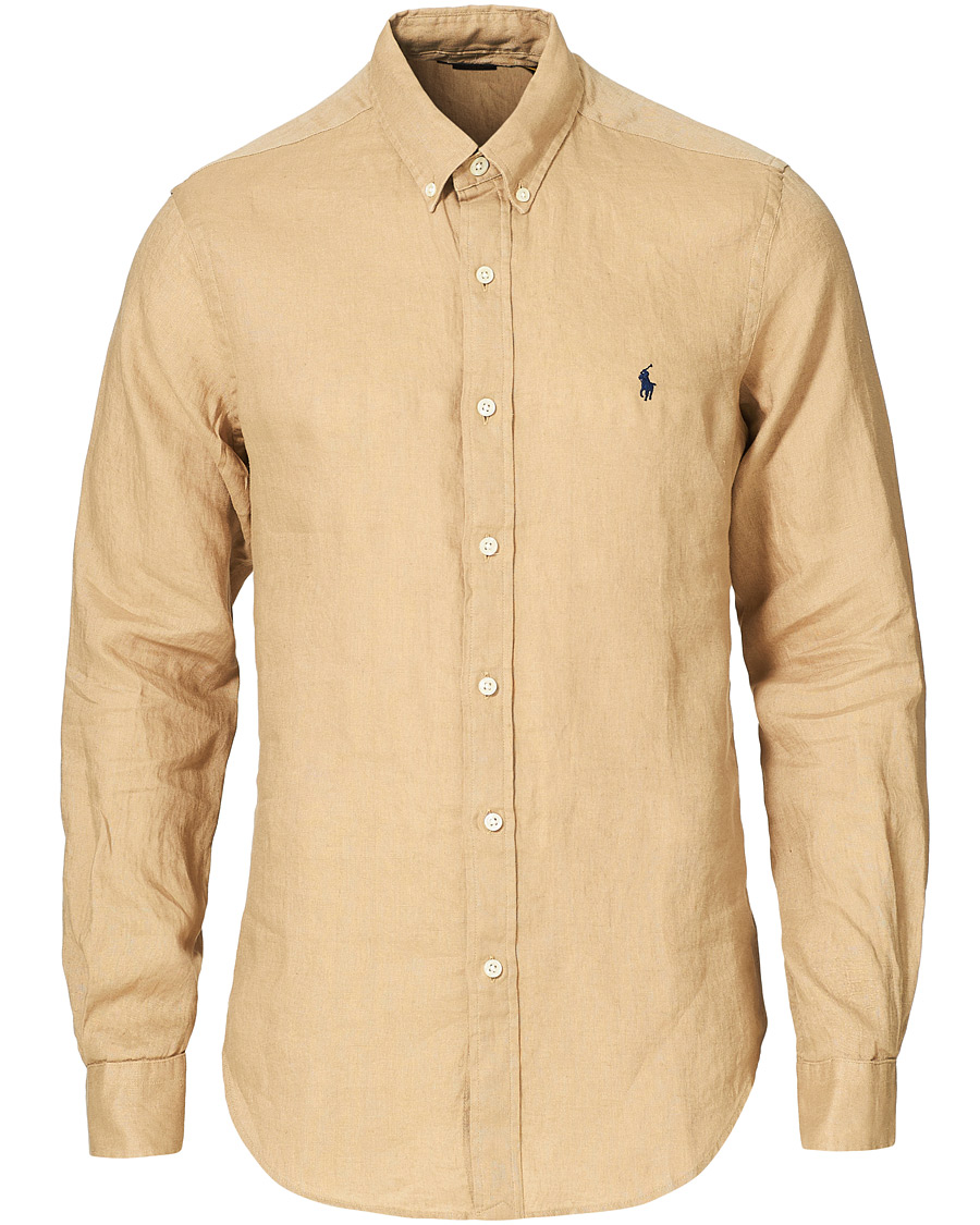 Homme | Chemises | Polo Ralph Lauren | Slim Fit Linen Button Down Shirt Costal Beige