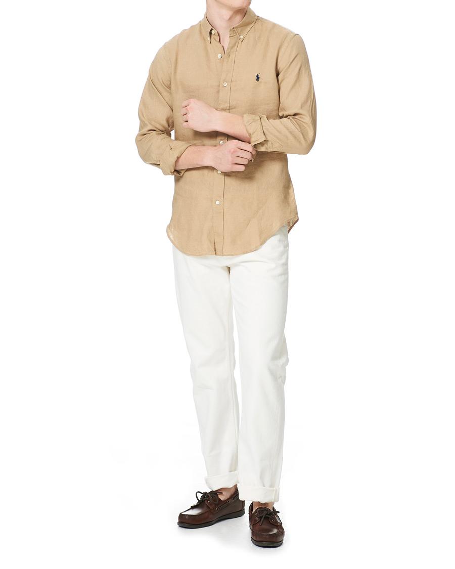 Homme | Chemises | Polo Ralph Lauren | Slim Fit Linen Button Down Shirt Costal Beige