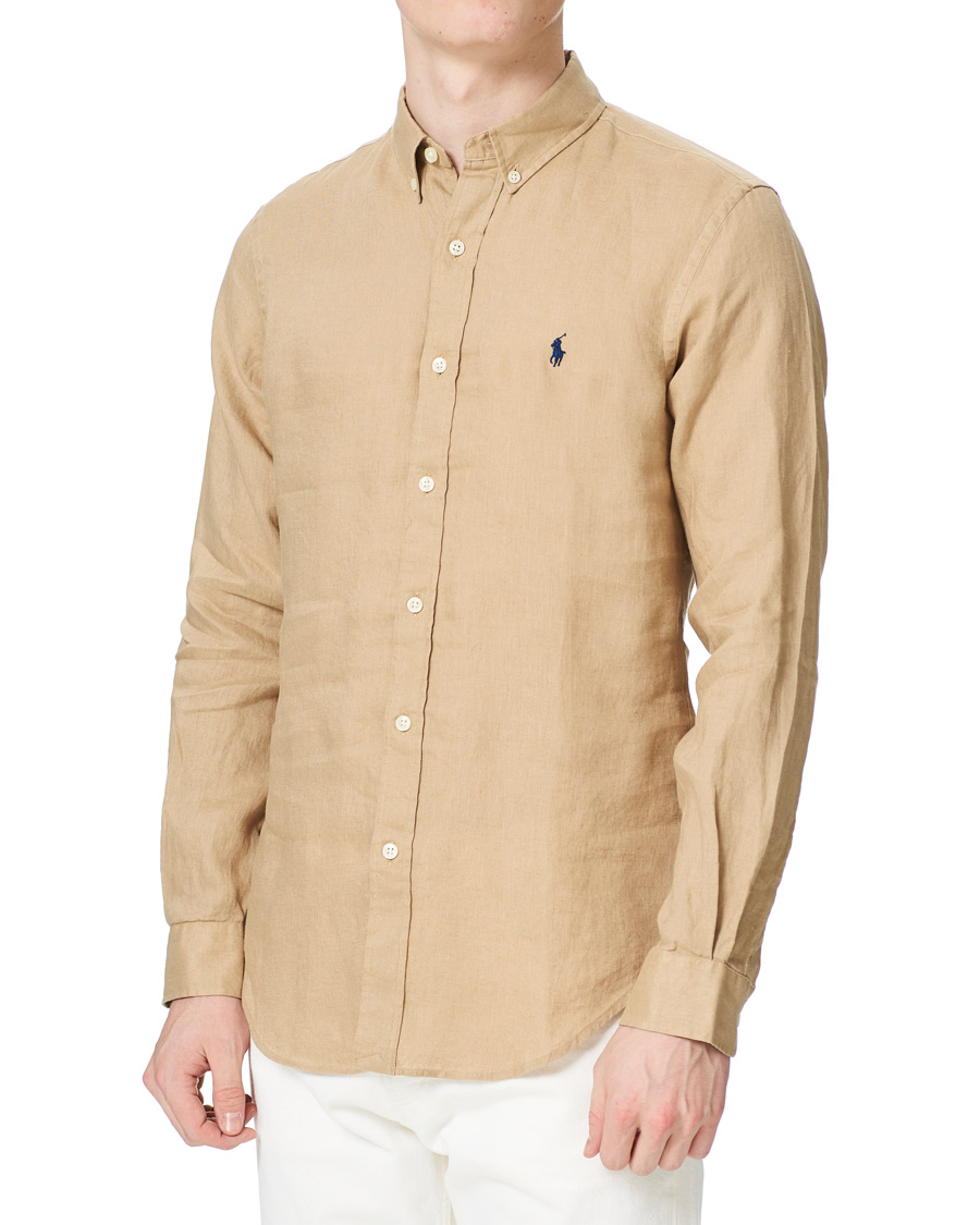 Homme | Chemises | Polo Ralph Lauren | Slim Fit Linen Button Down Shirt Costal Beige