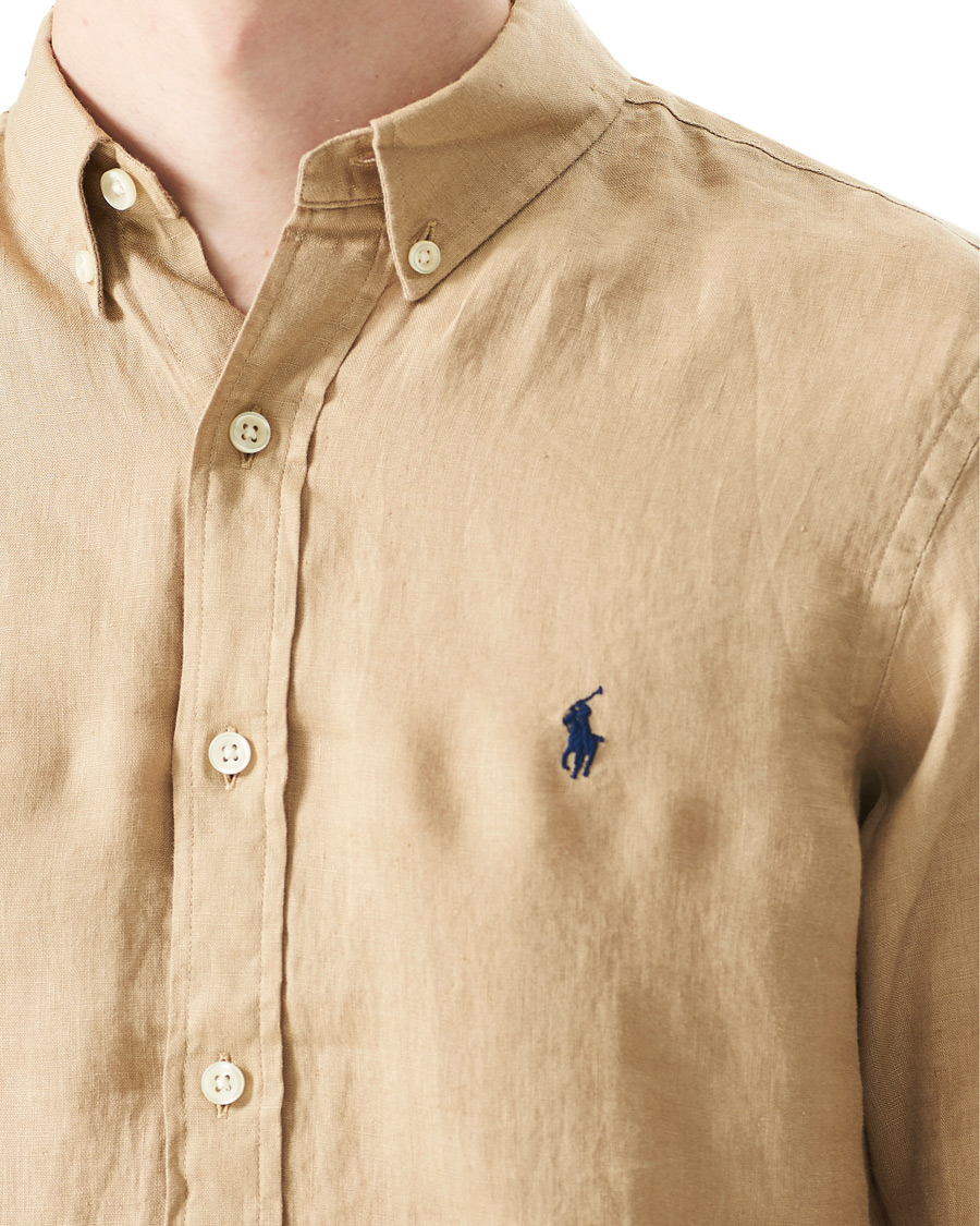 Homme | Chemises | Polo Ralph Lauren | Slim Fit Linen Button Down Shirt Costal Beige