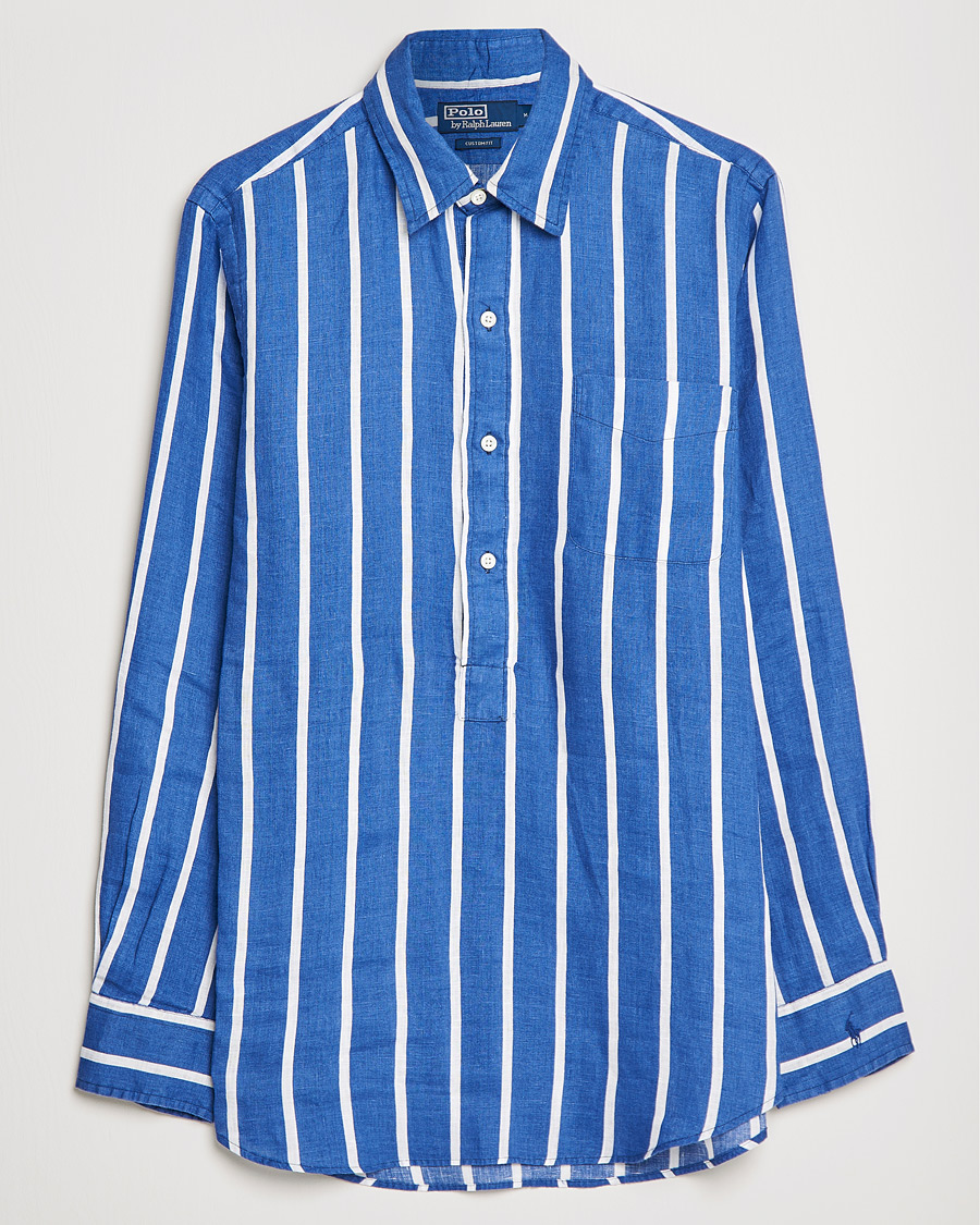 Homme | Chemises | Polo Ralph Lauren | Linen Striped Popover Shirt Navy/White