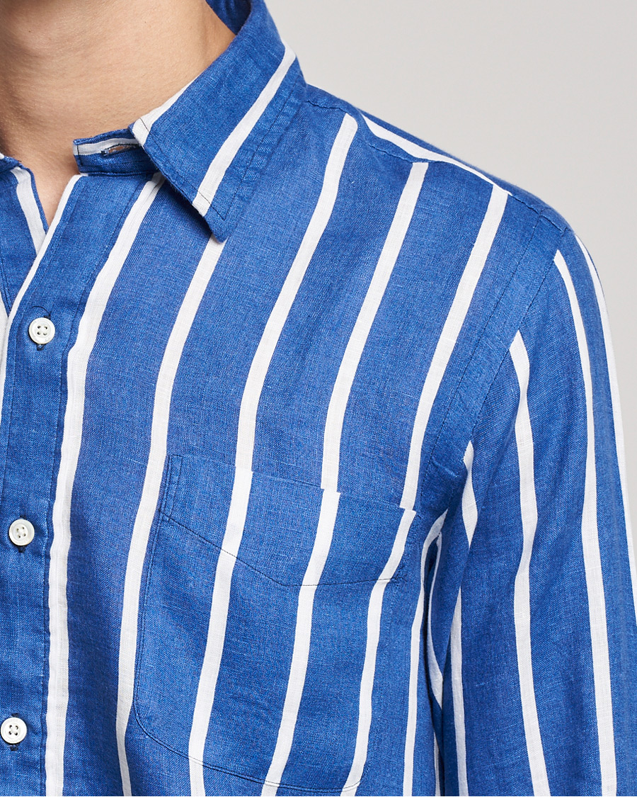 Homme | Chemises | Polo Ralph Lauren | Linen Striped Popover Shirt Navy/White