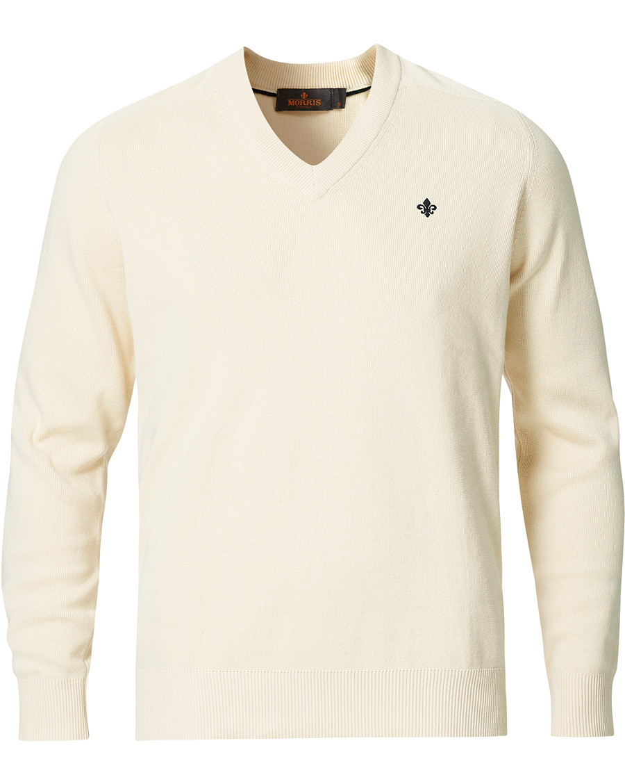 Heren | Truien | Morris | Hilyard Knitted V-Neck Sweater Off White