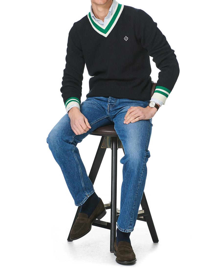 Heren | Truien | Morris | Willoughby V-Neck Cricket Sweater Navy