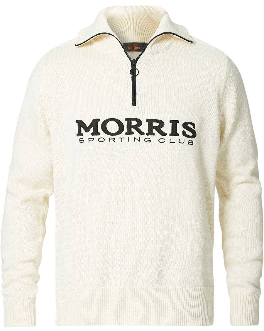 Homme | Pulls Et Tricots | Morris | Norton Logo Knitted Half-Zip Off White