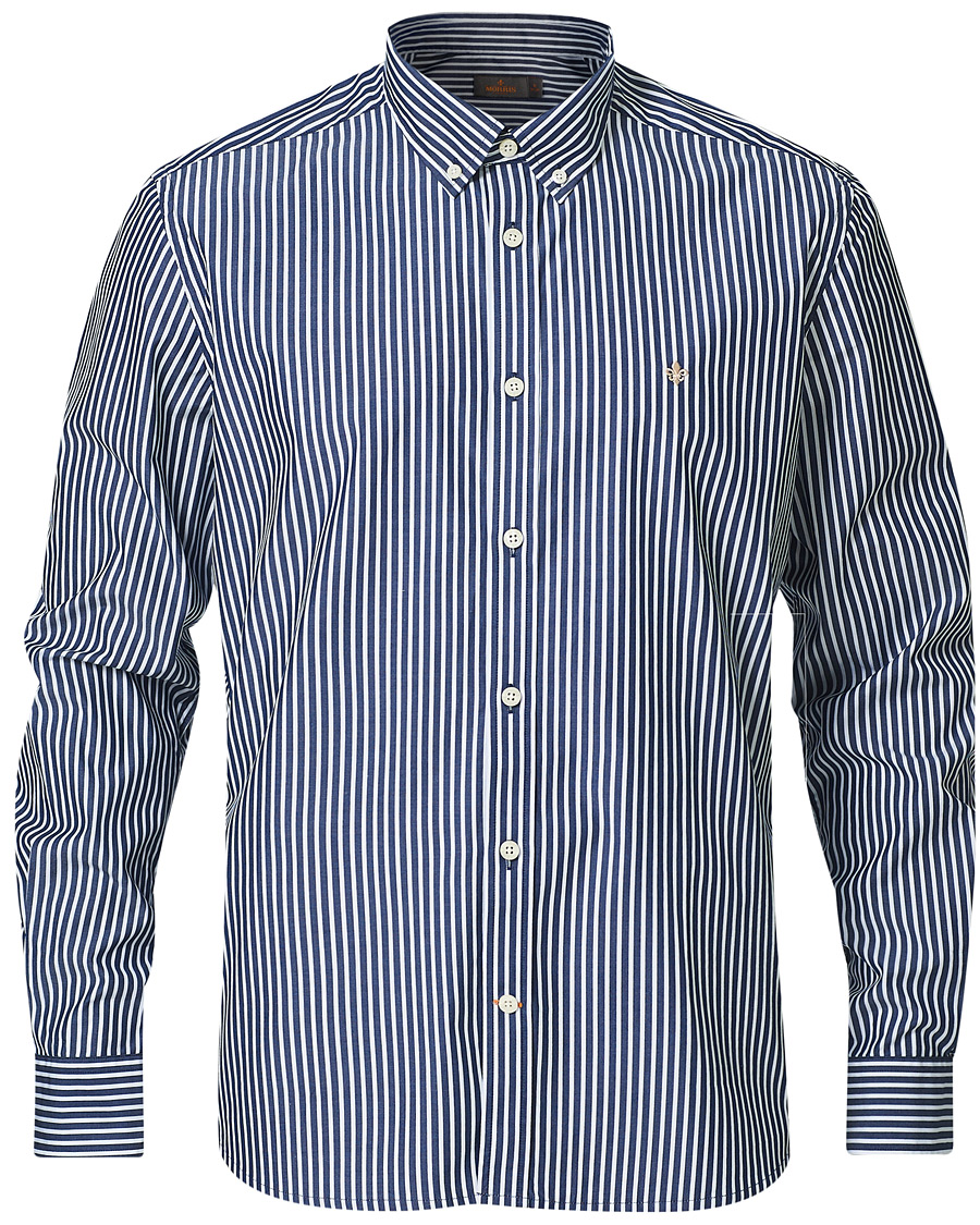 Homme | Chemises | Morris | Poplin Striped Button Down Shirt White/Navy