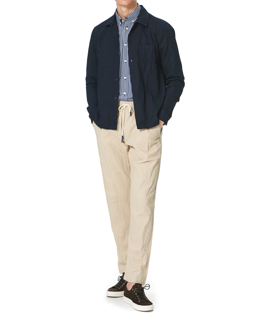 Homme | Chemises | Morris | Poplin Striped Button Down Shirt White/Navy