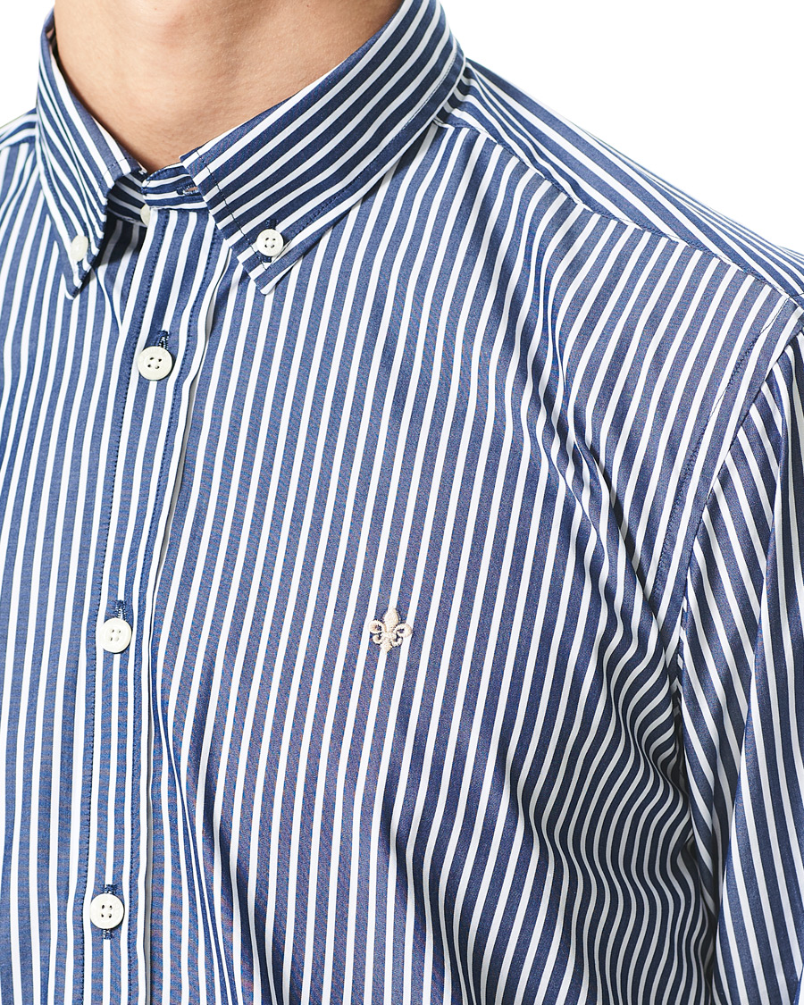 Homme | Chemises | Morris | Poplin Striped Button Down Shirt White/Navy