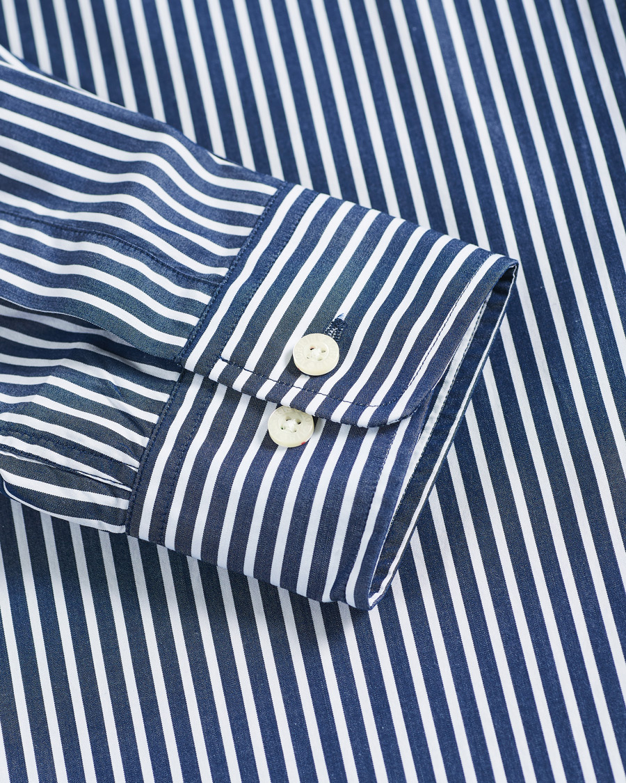 Homme | Chemises | Morris | Poplin Striped Button Down Shirt White/Navy