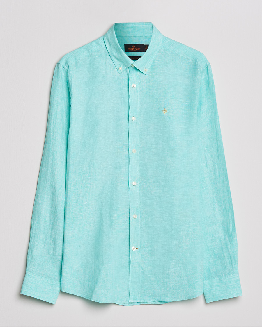 Homme | Chemises | Morris | Douglas Linen Shirt Aqua Green
