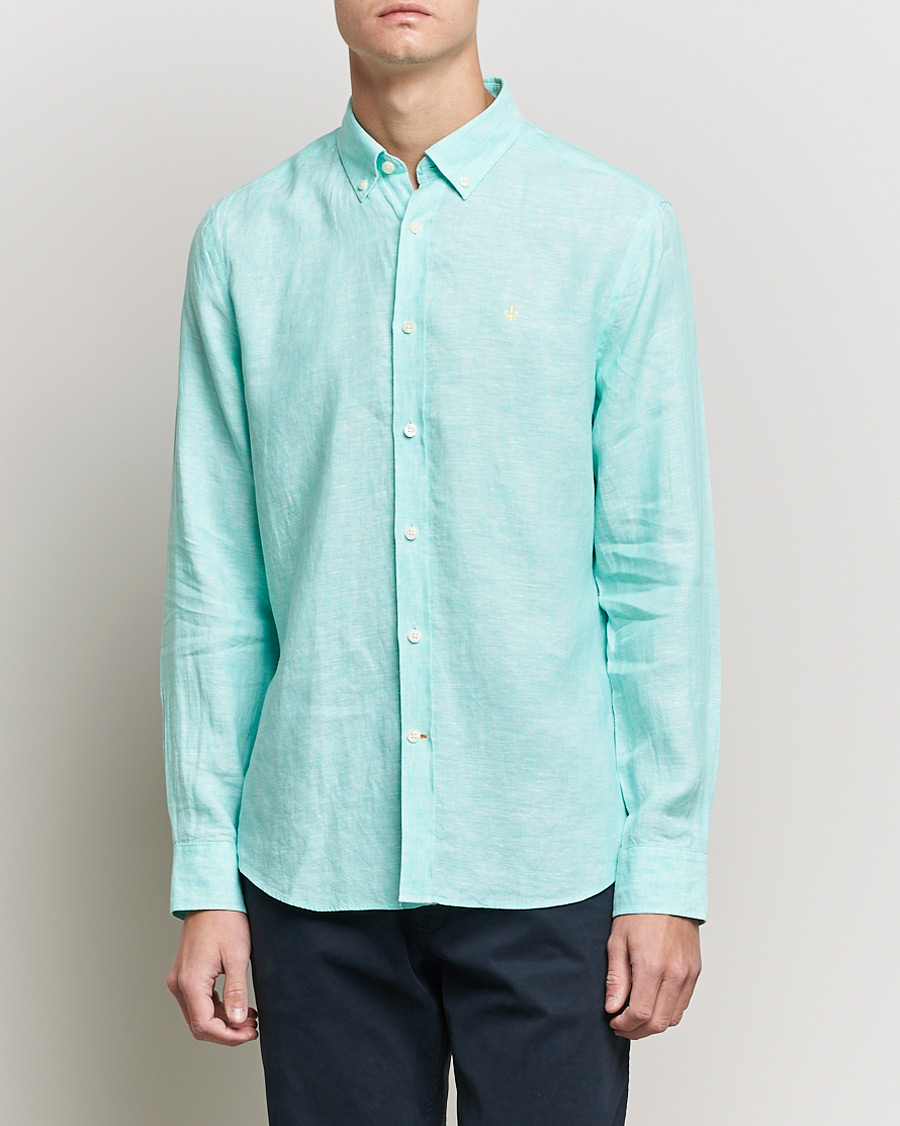Homme | Chemises | Morris | Douglas Linen Shirt Aqua Green