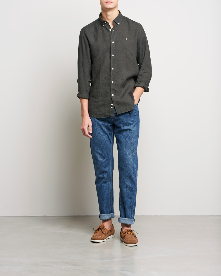 Homme | Chemises | Morris | Douglas Linen Shirt Moss Green