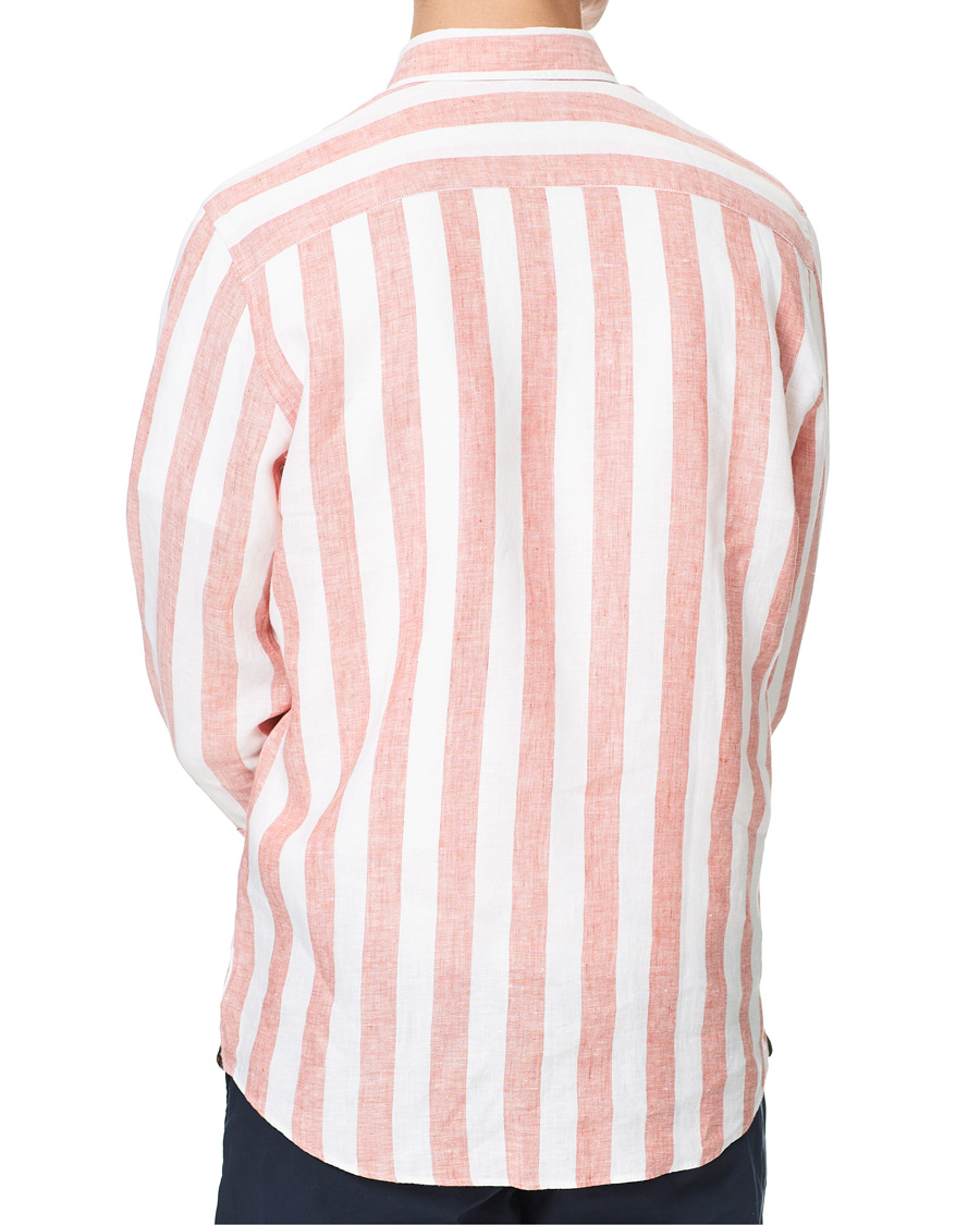 Heren | Overhemden | Morris | Douglas Striped Linen Button Down Shirt Orange