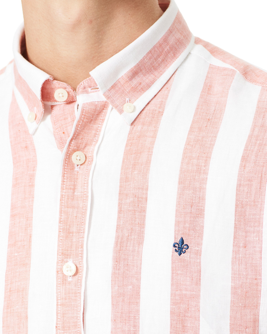 Heren | Overhemden | Morris | Douglas Striped Linen Button Down Shirt Orange