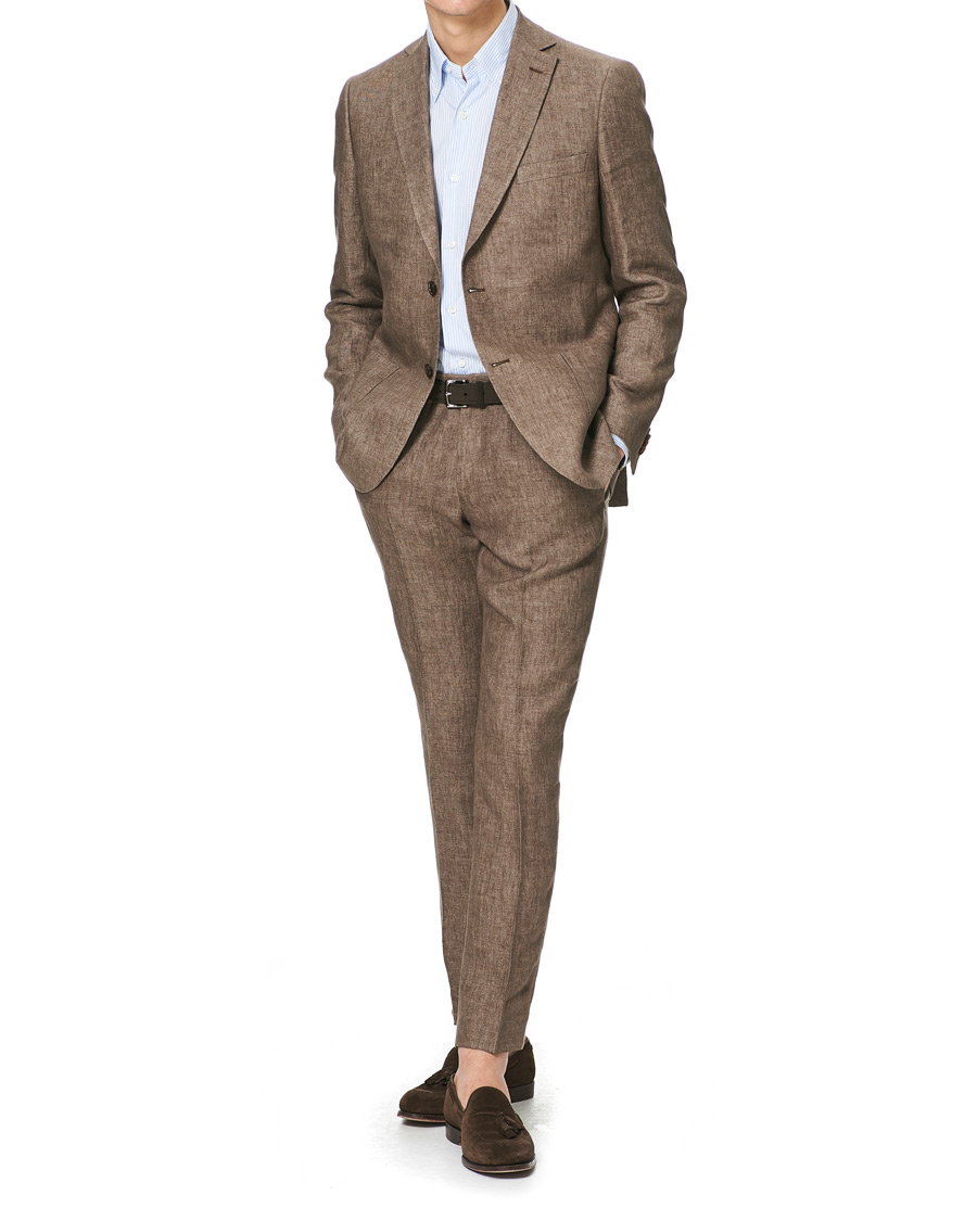 Homme | Pantalons | Morris | Rodney Linen Trousers Brown