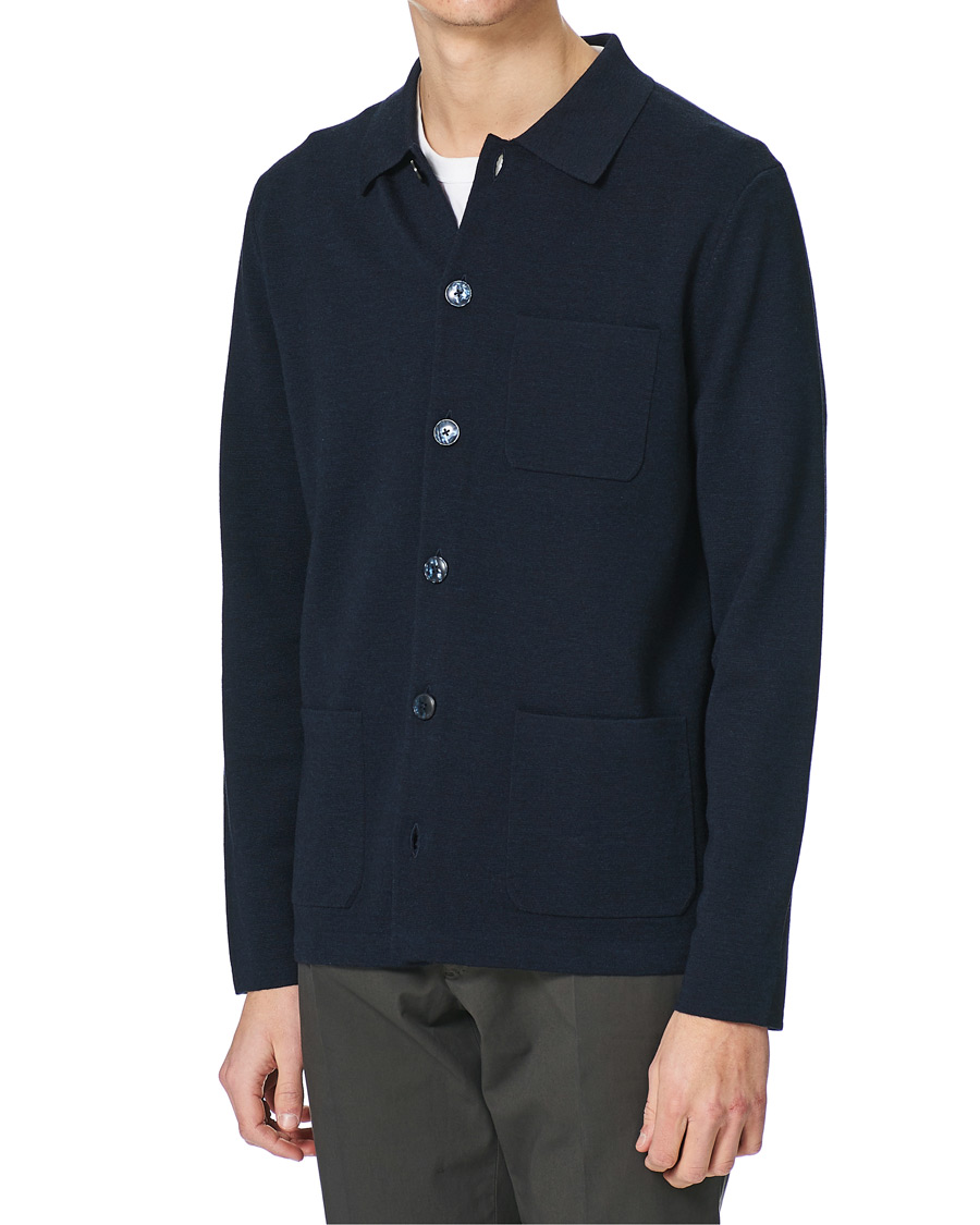 Homme | Pulls Et Tricots | Morris Heritage | Knitted Shirt Jacket Navy