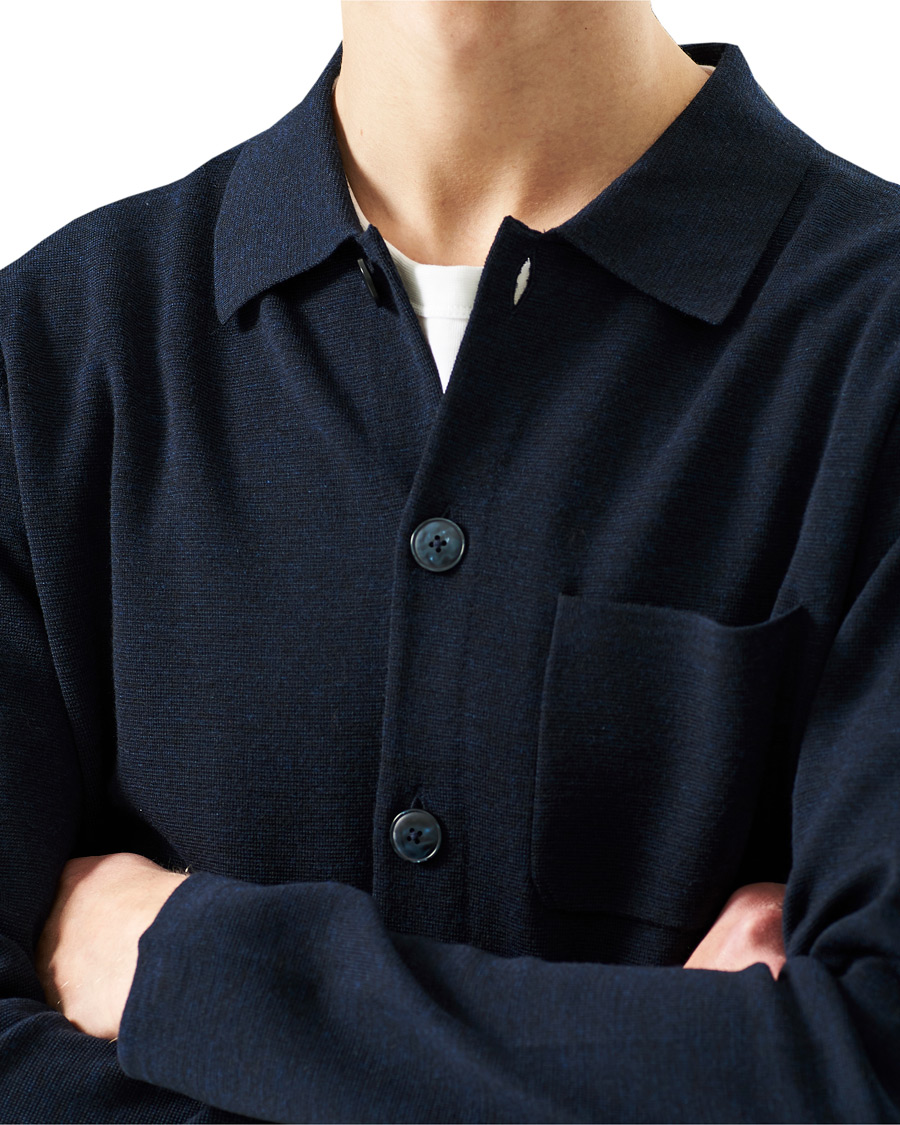 Homme | Pulls Et Tricots | Morris Heritage | Knitted Shirt Jacket Navy