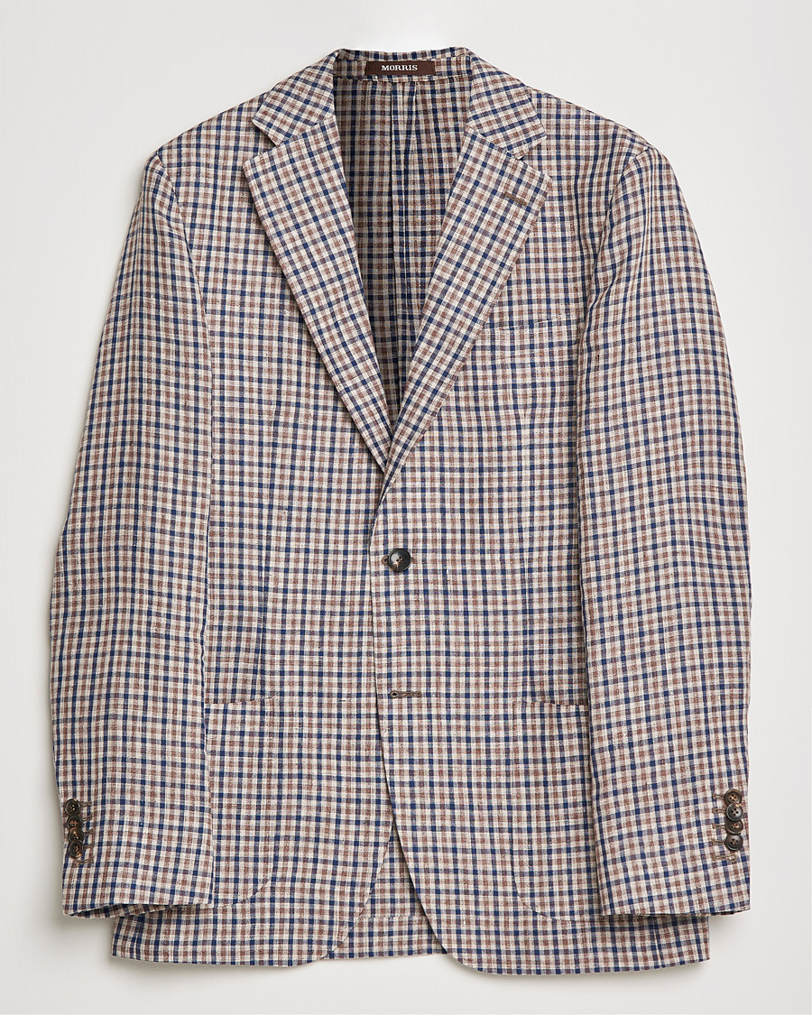 Homme | Blazers | Morris Heritage | Mike Patch Pocket Checked Blazer Brown