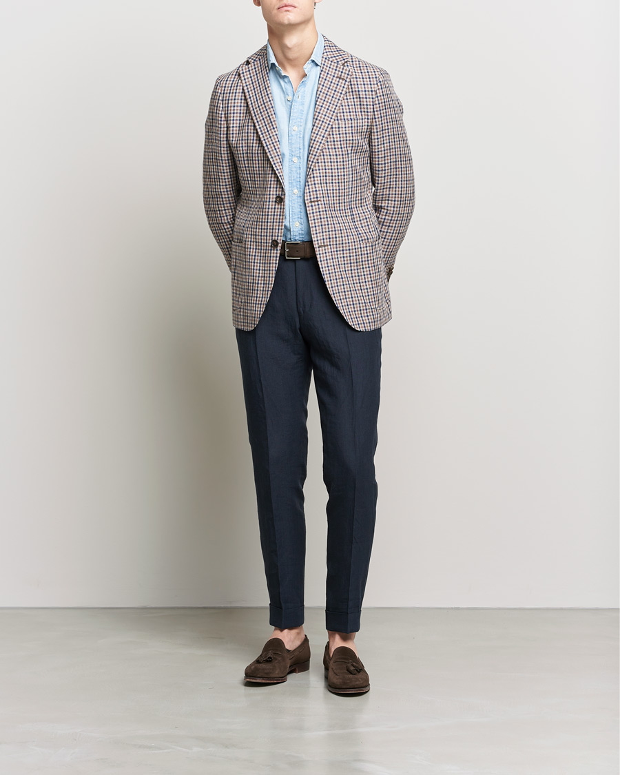 Homme | Blazers | Morris Heritage | Mike Patch Pocket Checked Blazer Brown