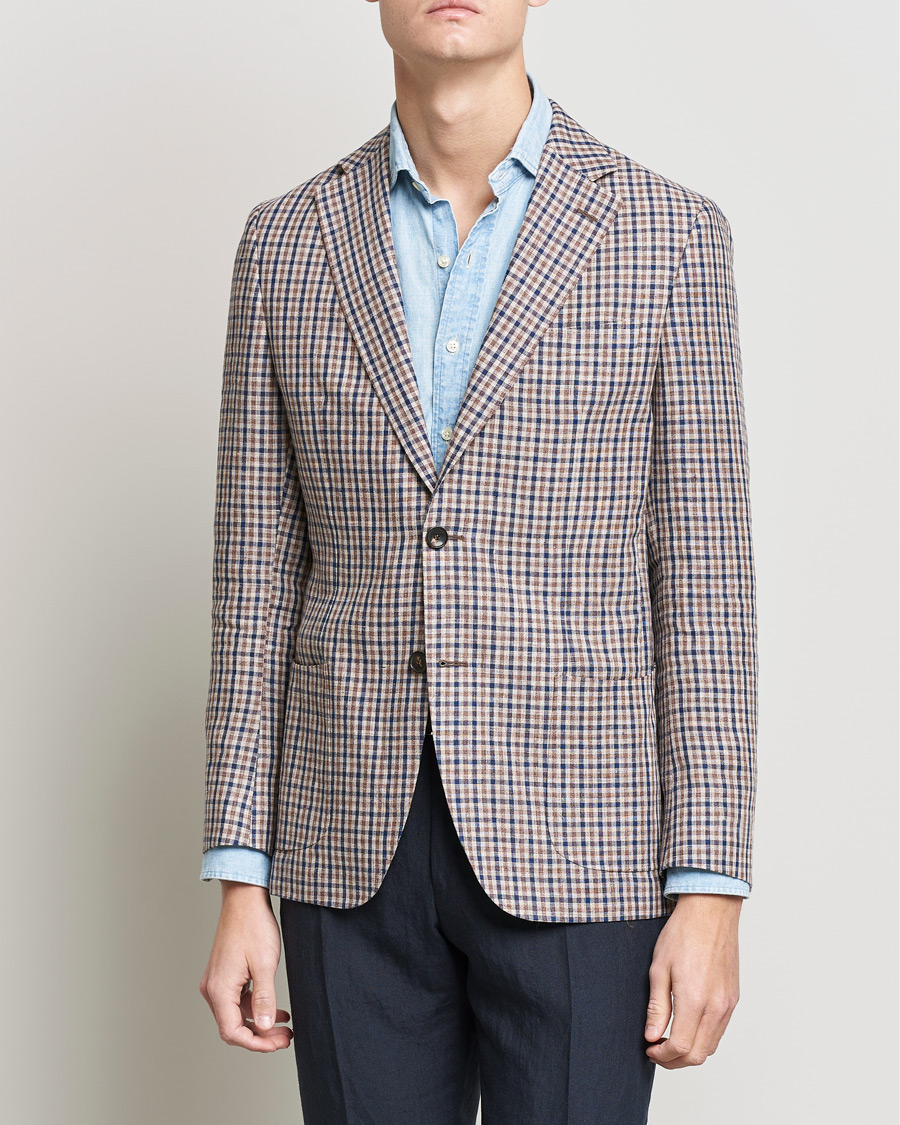 Homme | Blazers | Morris Heritage | Mike Patch Pocket Checked Blazer Brown