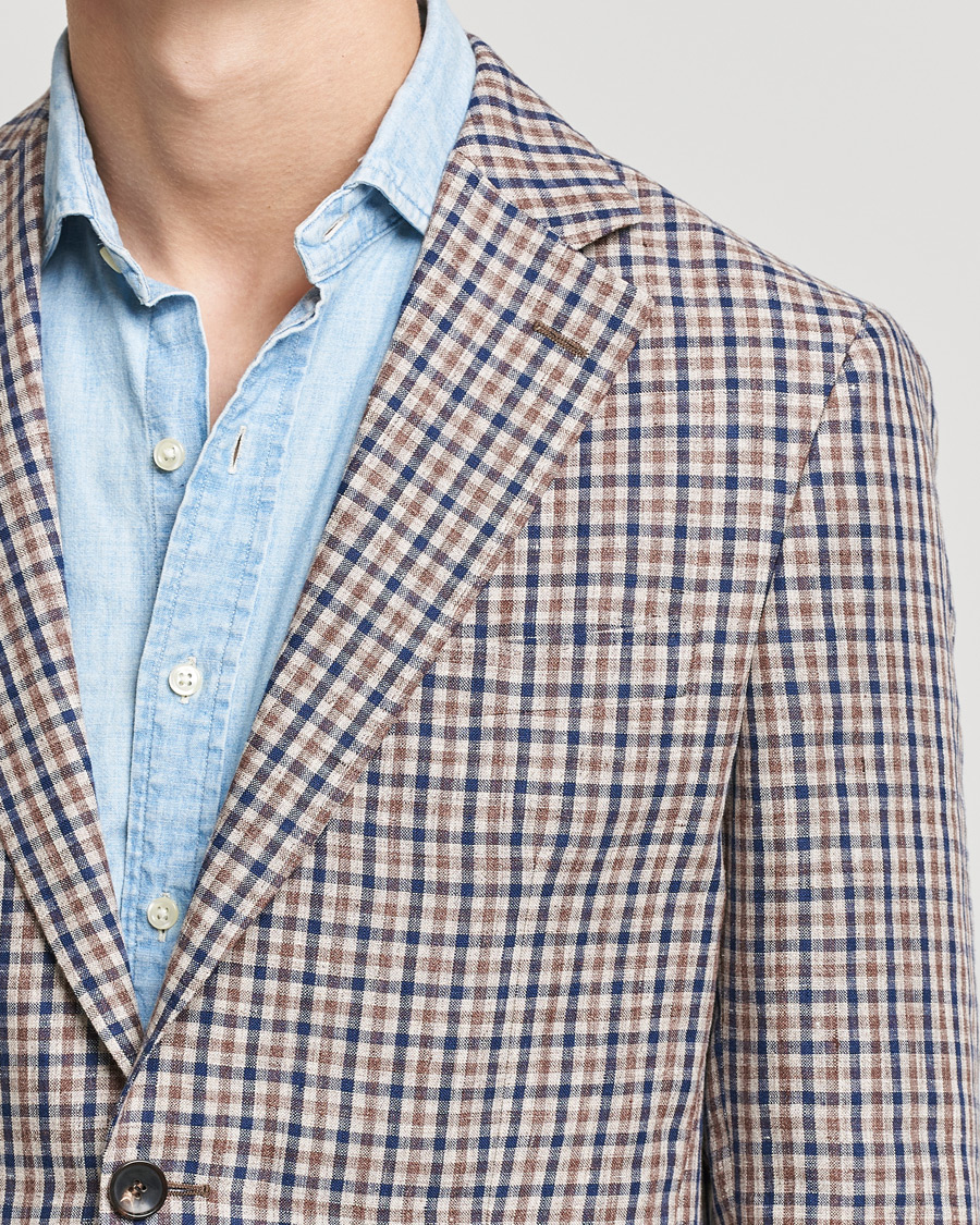 Homme | Blazers | Morris Heritage | Mike Patch Pocket Checked Blazer Brown