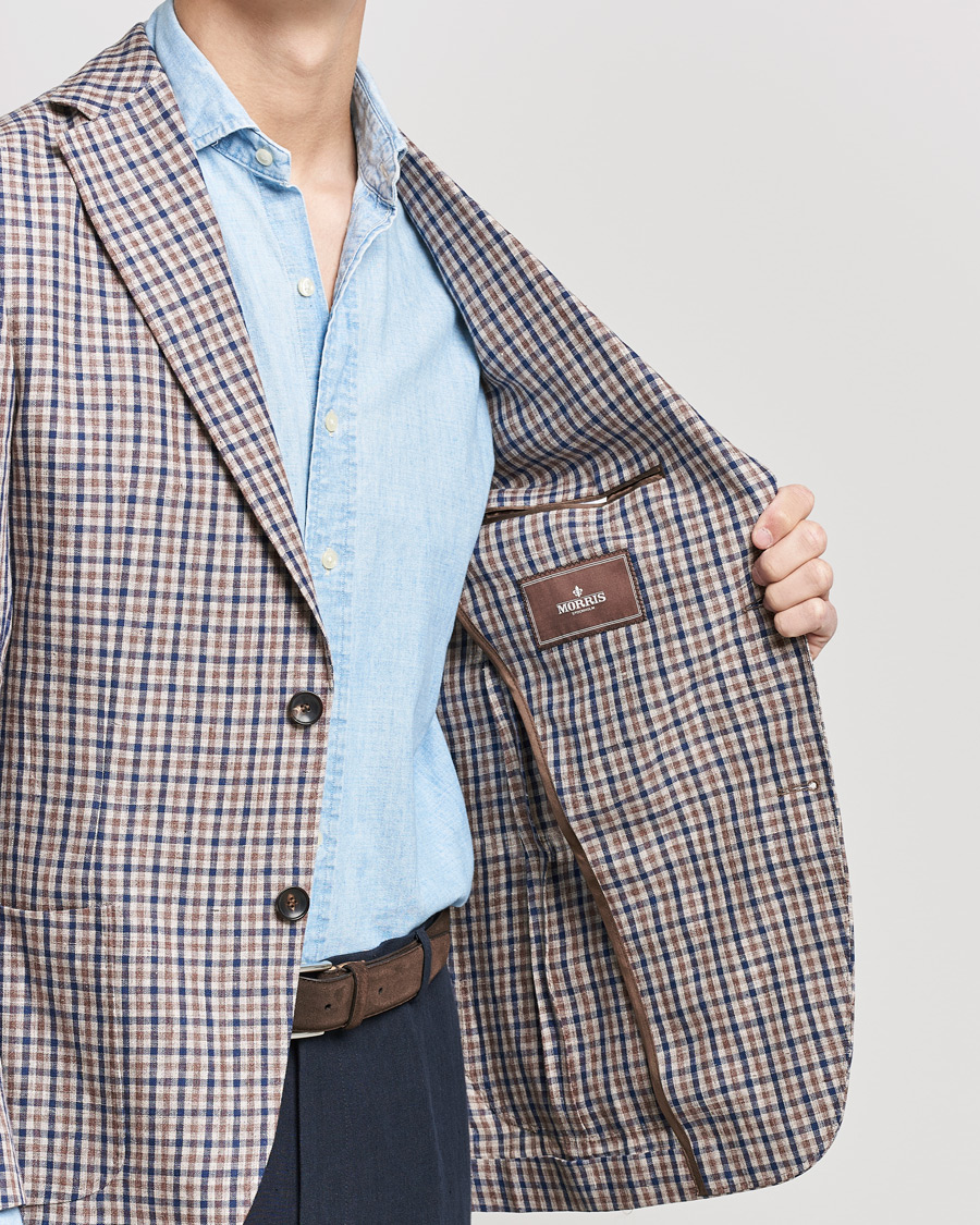 Homme | Blazers | Morris Heritage | Mike Patch Pocket Checked Blazer Brown