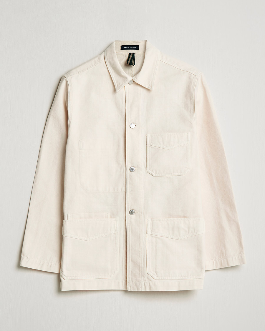 Homme | Manteaux Et Vestes | Drake's | Kuroki Cotton Canvas Chore Jacket Ecru