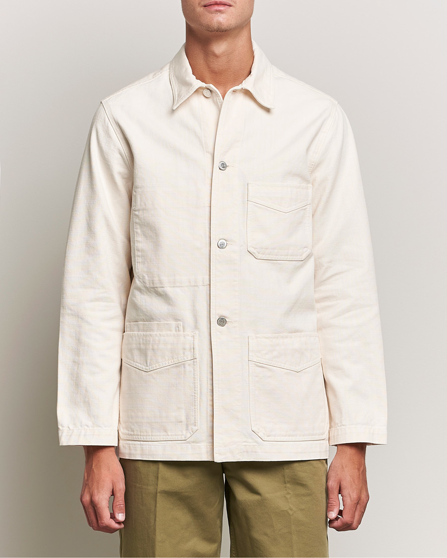 Homme | Manteaux Et Vestes | Drake's | Kuroki Cotton Canvas Chore Jacket Ecru