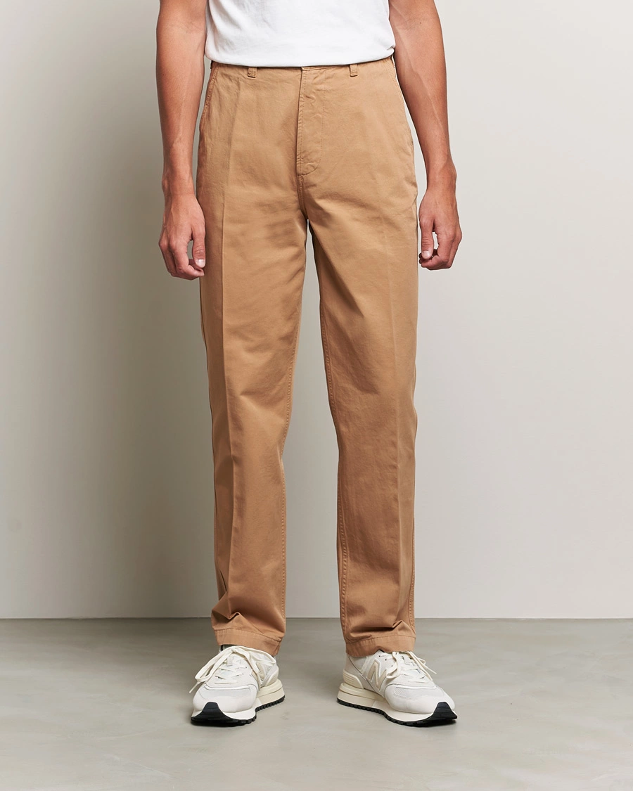 Heren | Broeken | Drake's | Flat Front Cotton Chino Brown
