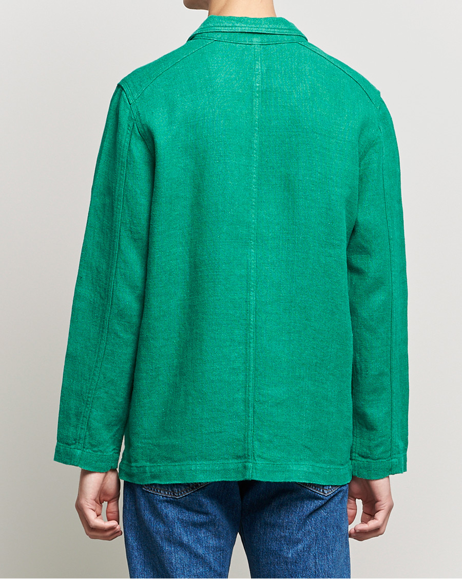 Homme | Manteaux Et Vestes | Drake's | Heavy Japanese Linen Chore Jacket Bright Green