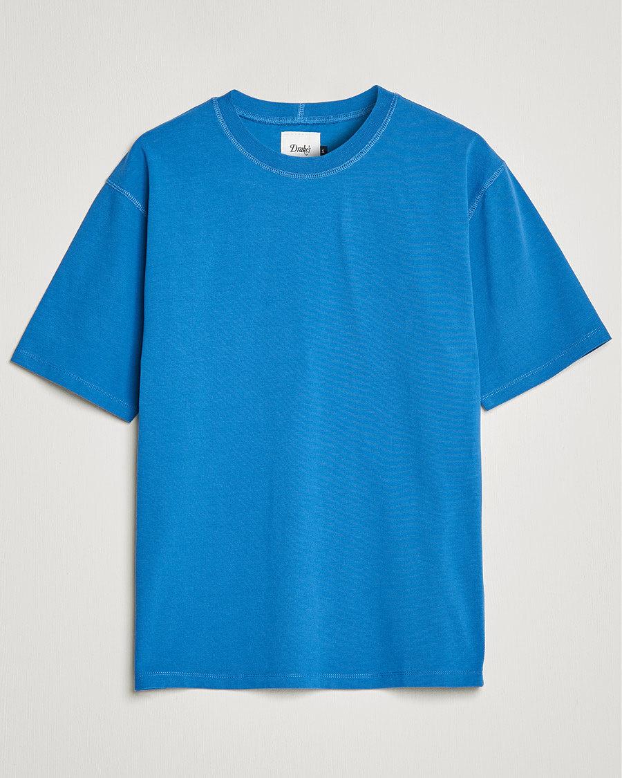 Homme | T-shirts | Drake's | Cotton Hiking Tee Blue