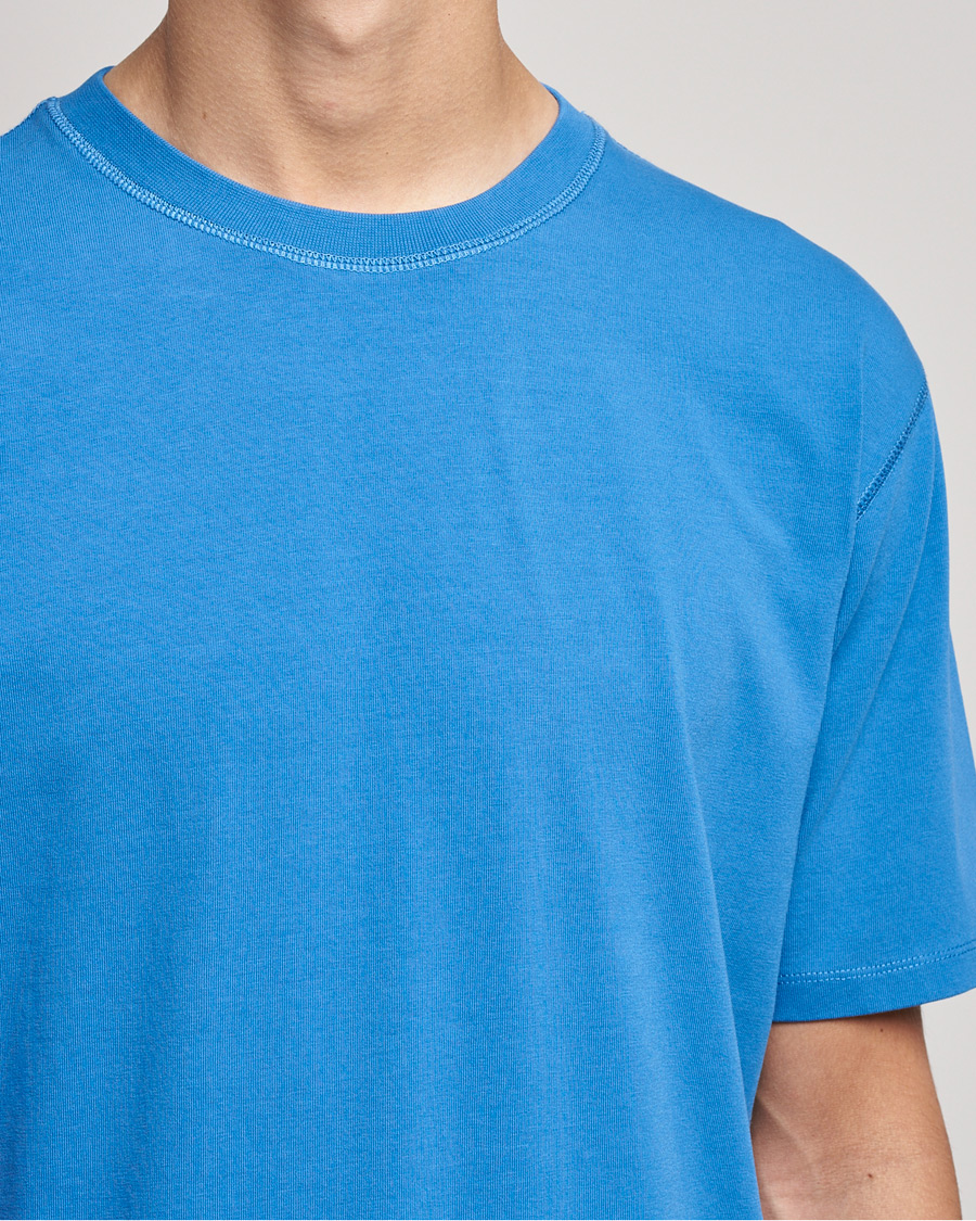 Homme | T-shirts | Drake's | Cotton Hiking Tee Blue